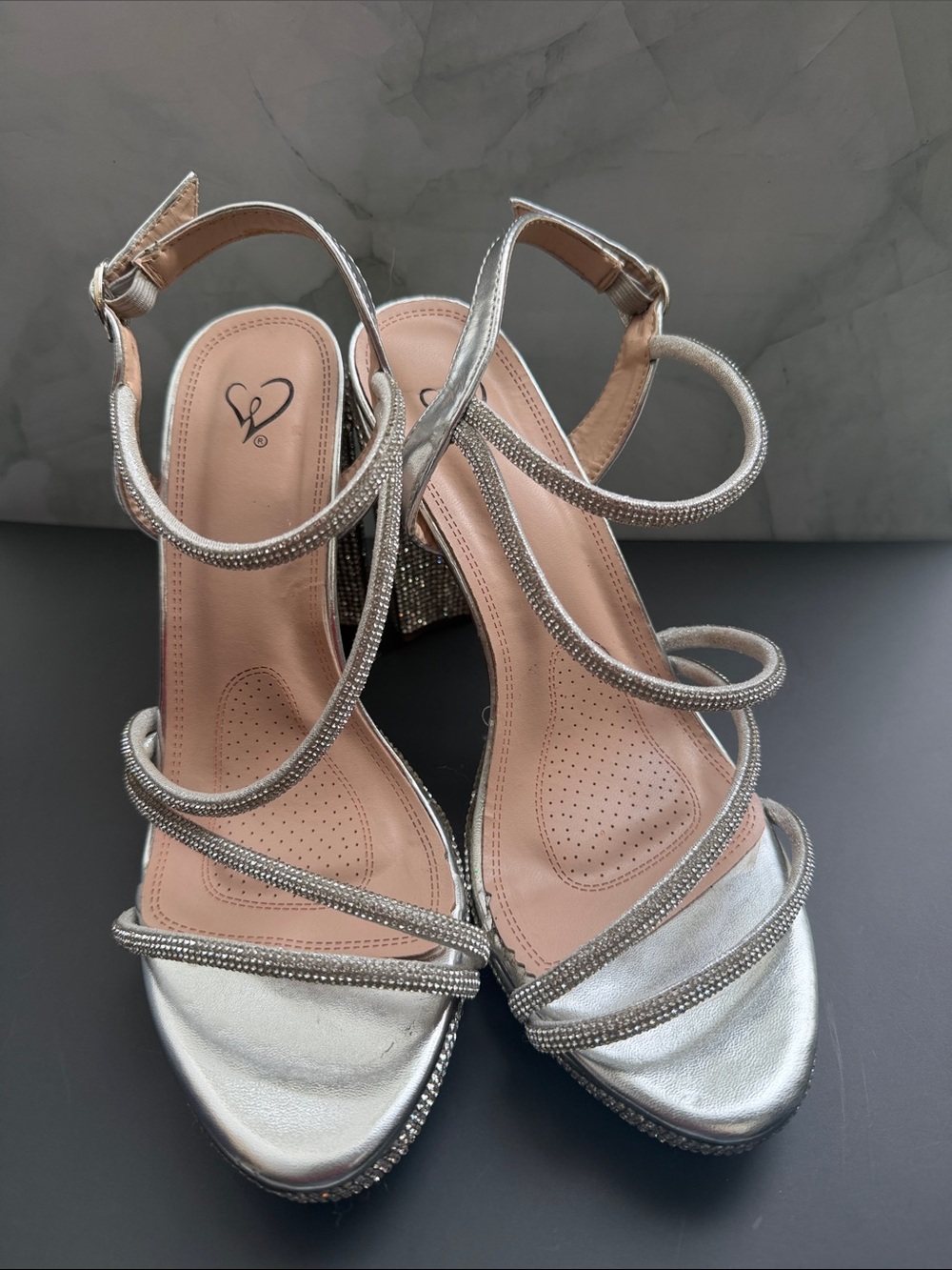 Jennifer Lopez Silver Strappy Heeled Sandals
